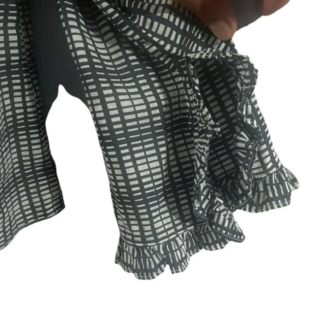 Like New! Tory Burch Deneuve black Plaid Ruffle Top Size 10